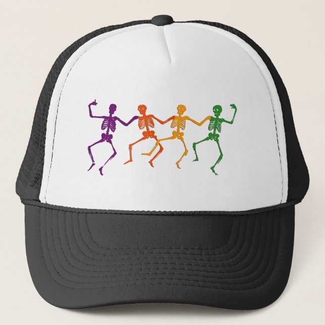 Dancing Skeletons Halloween Shirt Trucker Hat (Front)