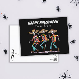 Dancing Skeletons Halloween Spooky Season Holiday Postcard