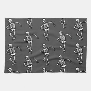 Dancing Skeletons Halloween Tea Towel
