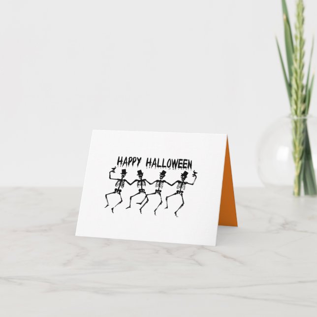 Dancing Skeletons Happy Halloween Note Card (Front)
