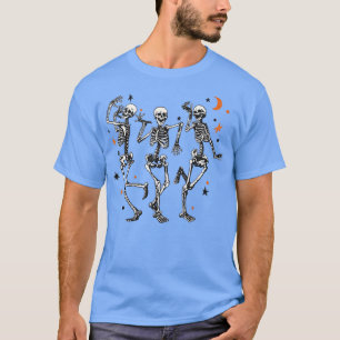 Dancing Skeletons Moon Halloween October T-Shirt