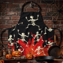 Dancing Skeletons On Fire Flames For Halloween