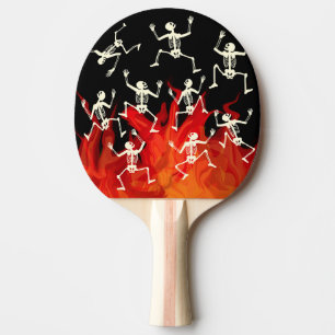 Dancing Skeletons On Fire Flames For Halloween Ping Pong Paddle