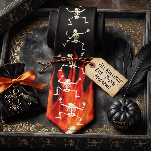 Dancing Skeletons On Fire Flames For Halloween Tie (Creator Uploaded)