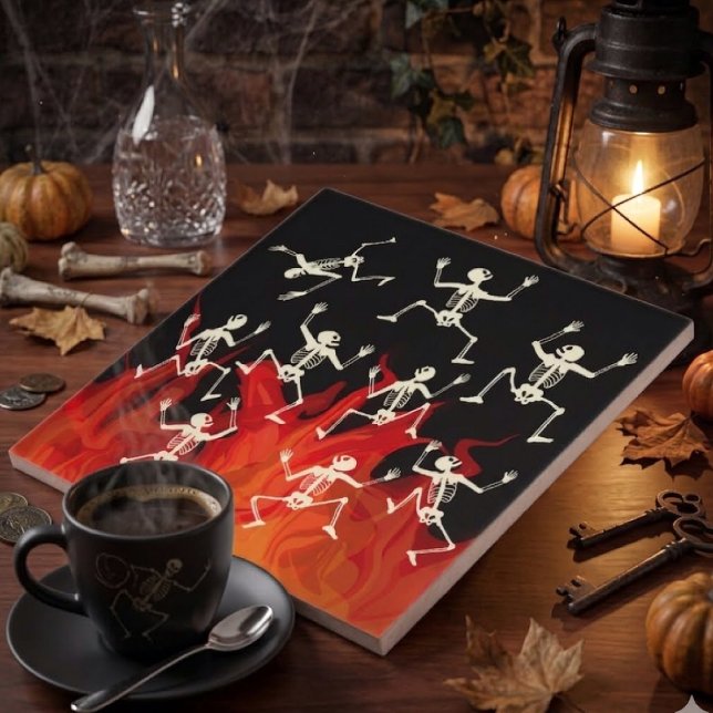 Dancing Skeletons On Fire Flames For Halloween Tile (Creator Uploaded)