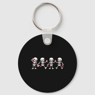 Dancing Skeletons Pink Ribbon Breast Cancer Suppor Key Ring