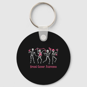 Dancing Skeletons Pink Ribbon Skull Gifts For Brea Key Ring