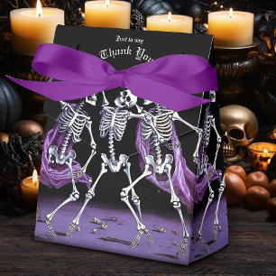Dancing Skeletons Purple Gothic Halloween Favour Box