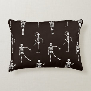 Dancing Skeletons: Quirky Seamless Background Decorative Cushion