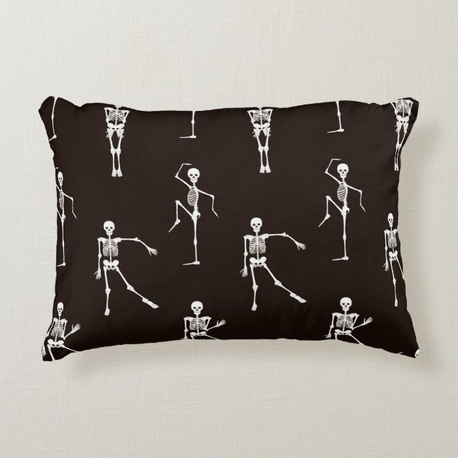 Dancing Skeletons: Quirky Seamless Background Decorative Cushion (Front)