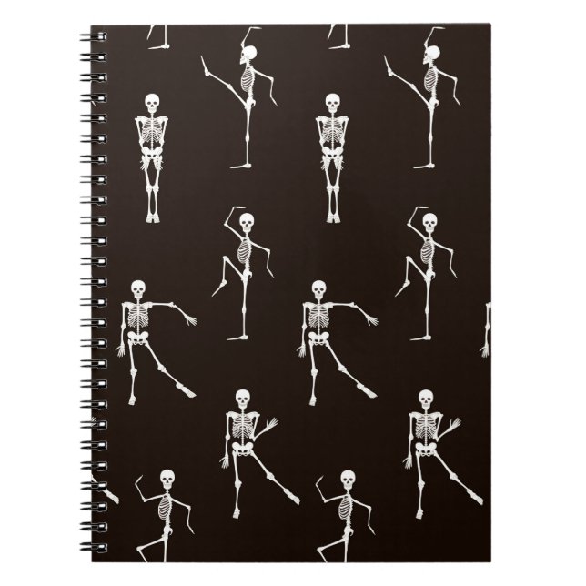 Dancing Skeletons: Quirky Seamless Background Notebook (Front)
