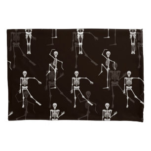 Dancing Skeletons: Quirky Seamless Background Pillowcase