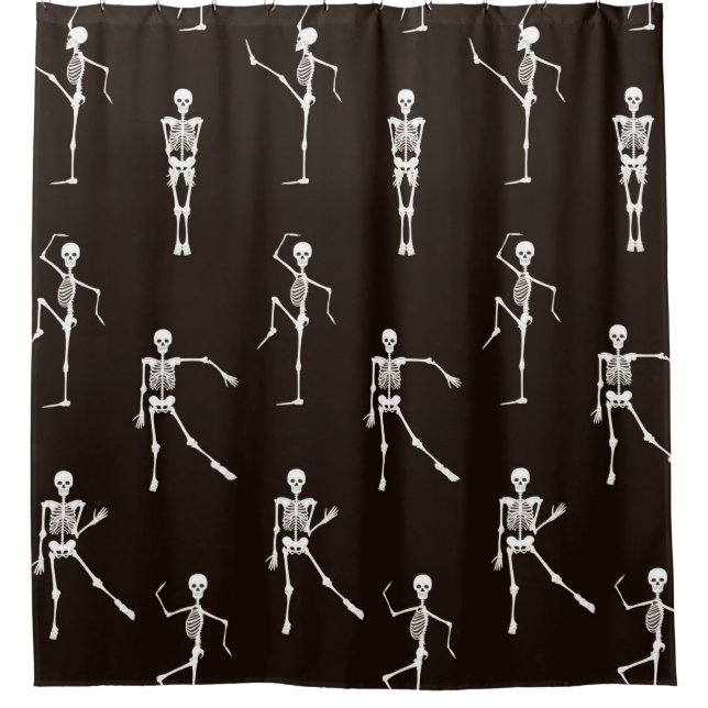 Dancing skeletons seamless pattern shower curtain (Front)