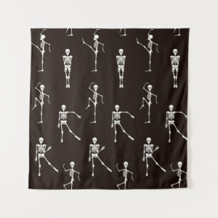 Dancing skeletons seamless pattern tapestry