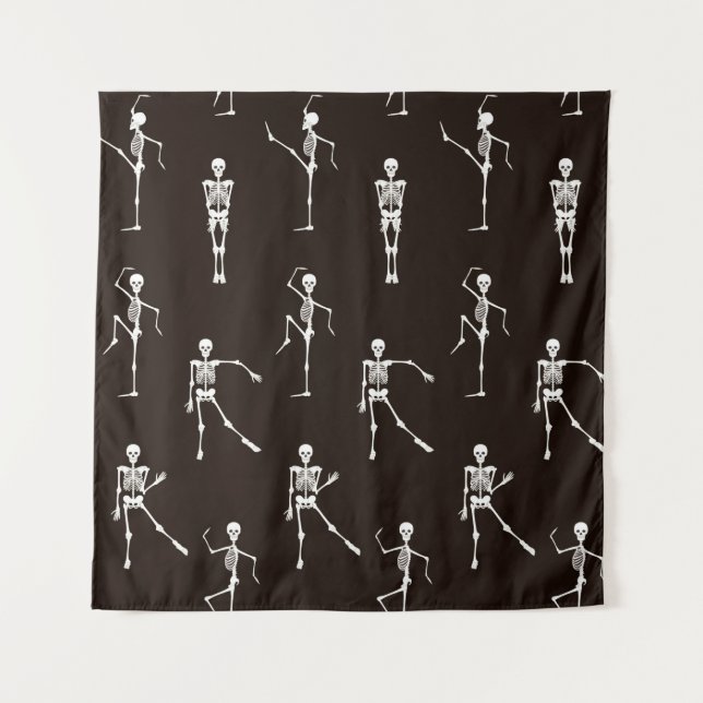 Dancing skeletons seamless pattern tapestry (Front)