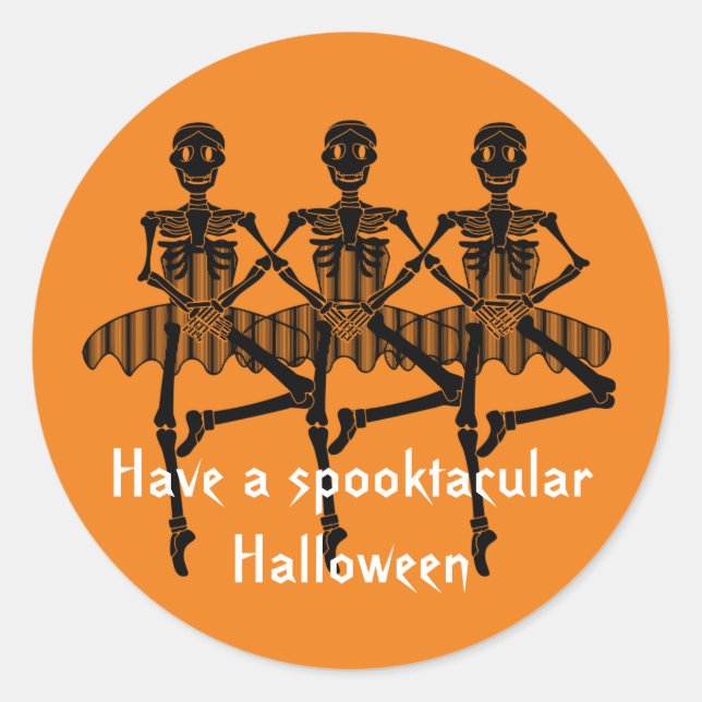Dancing Skeletons Spooktacular Halloween Classic Round Sticker (Front)