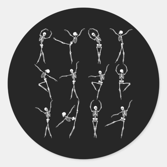 Dancing Skeletons Spooky Ballet Dancers Yoga Classic Round Sticker (Front)