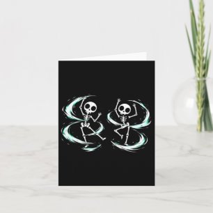 Dancing Skeletons Spooky Cute Halloween Graphic Card