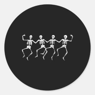 Dancing Skeletons - Spooky Funny Halloween Party G Classic Round Sticker