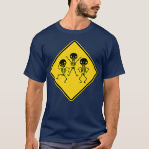 Dancing Skeletons Warning Sign Dancer Funny T-Shirt