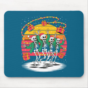 Dancing Skeletons With Santa Hats Christmas Lights Mouse Mat