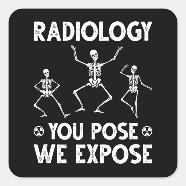 Dancing Skeletons Xray Radiology Humour Square Sticker (Front)