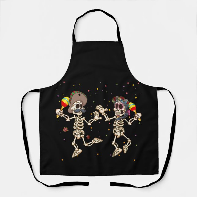 Dancing Skull Dead Day Women Dia De Los Muertos Apron (Front)