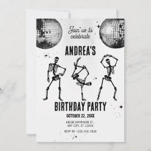 dancing skull disco party invitation