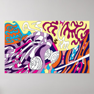 "Dancing Sky Reaching Hill" Abstract Art Poster