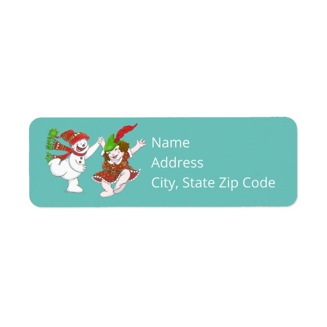 Dancing Snow People Return Address Label (Front)
