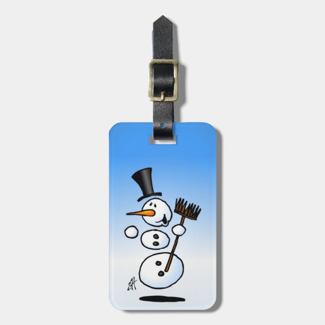 Dancing snowman luggage tag (Front Vertical)