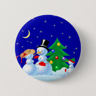Dancing Snowmen 6 Cm Round Badge