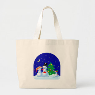 Dancing Snowmen Large Tote Bag