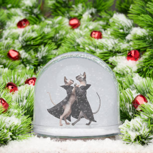 Dancing Sphynx Cats Snow Globe