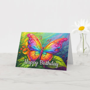 Dancing Springtime Butterfly Art Happy Birthday Card