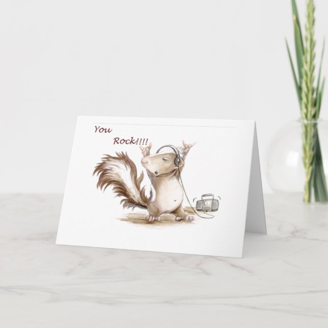 "DANCING SQUIRREL" SAY U ROCK HAPPY BIRTHDAY CARD (Front)