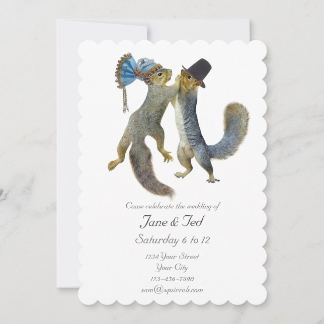 Dancing Squirrels Wedding Invitation (Front)
