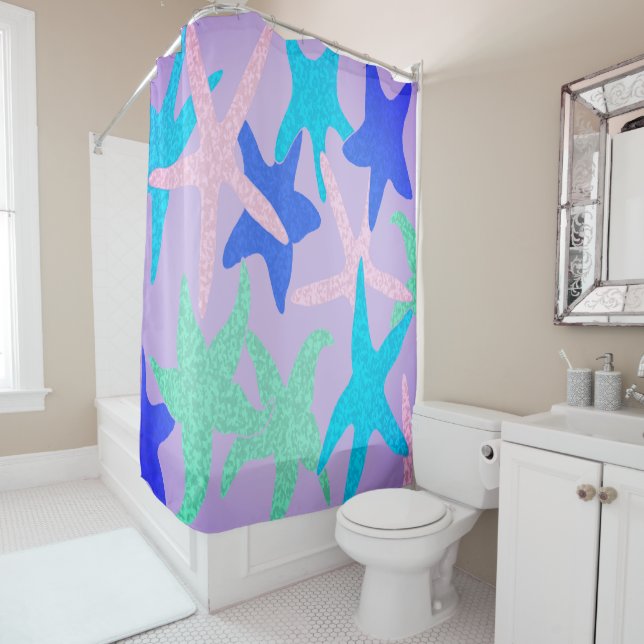 Dancing Starfish Shower Curtain (In Situ)