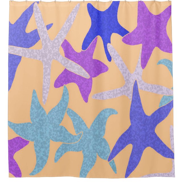 Dancing Starfish Yellow Shower Curtain (Front)