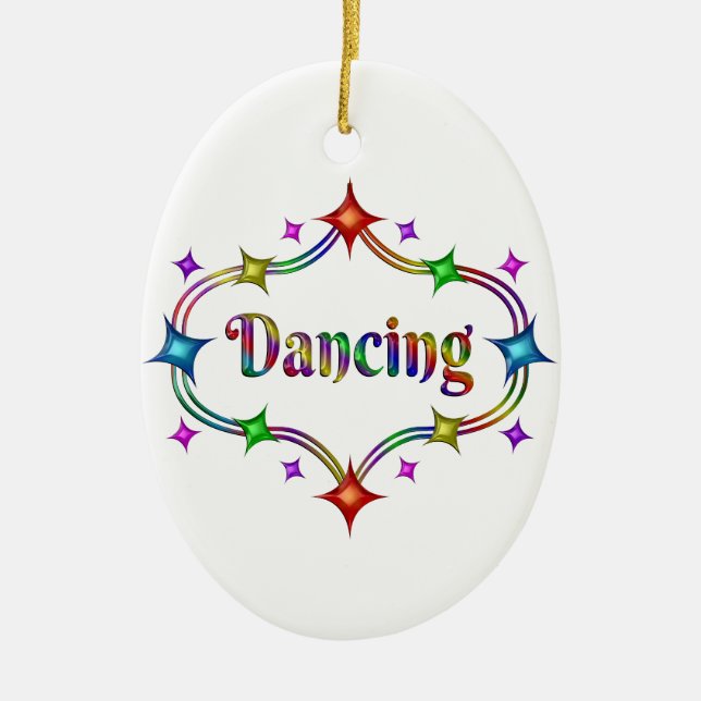 Dancing Stars Ceramic Tree Decoration (Front)