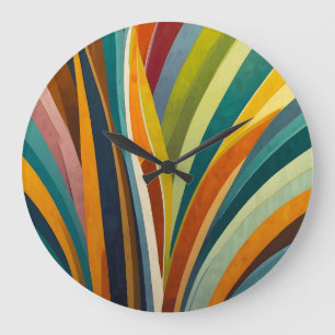 Dancing Stripes in Colour Large Clock