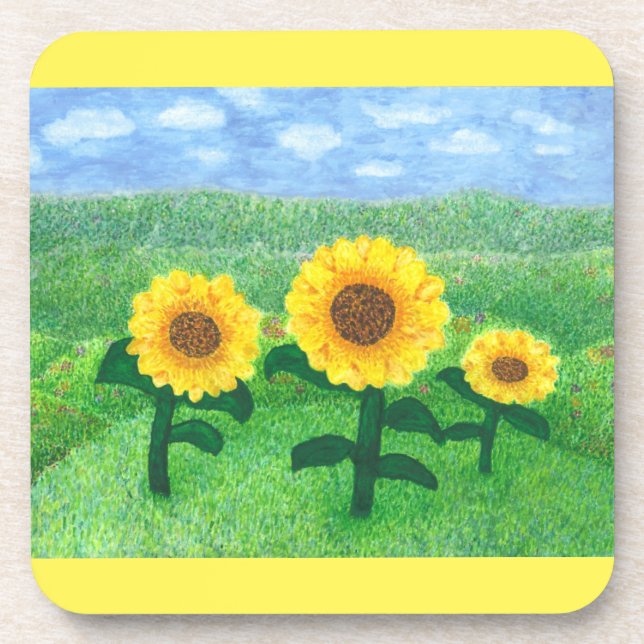 Dancing Sunflowers Coaster Set (Front)