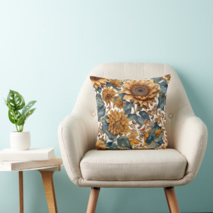 Dancing Sunflowers Pattern Design Cushion