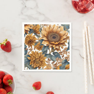 Dancing Sunflowers Pattern Design Napkin