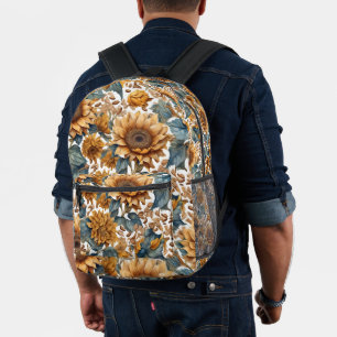 Dancing Sunflowers Pattern Design Printed Backpack