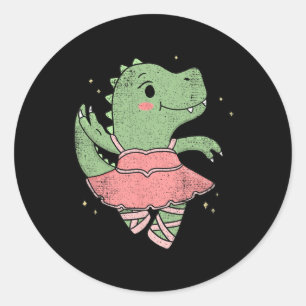 Dancing T-rex Dinosaur Llerina For Llet Dancer Vin Classic Round Sticker