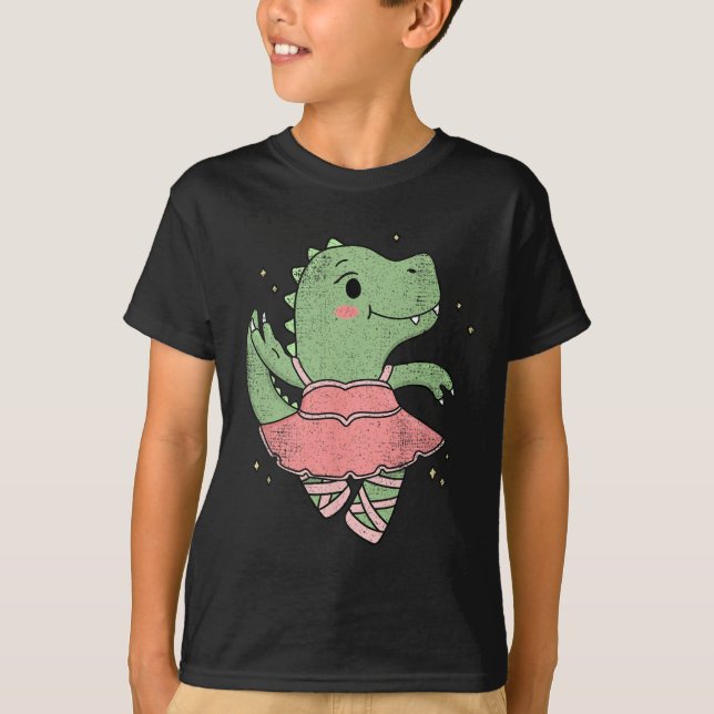 Dancing T-rex Dinosaur Llerina For Llet Dancer Vin T-Shirt (Front)