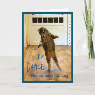 Dancing Tabby Cat Birthday Thank You Card