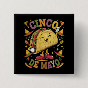 Dancing Taco Funny Cinco De Mayo Fiesta Party 15 Cm Square Badge