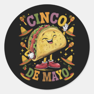 Dancing Taco Funny Cinco De Mayo Fiesta Party Classic Round Sticker
